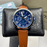 Fossil Grant Chronograph Blue Dial Brown Leather Strap Watch for Men - FS5151