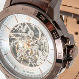 Maserati Ingegno Automatic White Skeleton Dial Brown Leather Strap Watch For Men - R8821119003