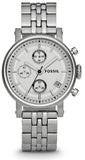 Fossil Boyfriend Chronograph Silver Dial Silver Steel Strap Watch for Women - ES2198