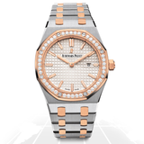 Audemars Piguet Royal Oak Quartz Diamonds White Dial Two Tone Steel Strap Watch for Women - 67651SR.ZZ.1261SR.01