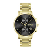 Hugo Boss Integrity Chronograph Grey Dial Gold Steel Strap Watch for Men - 1513781