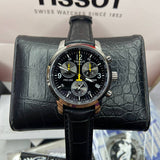 Tissot T Race PRC 200 Chronograph Quartz Black Dial Black Leather Strap Watch for Men - T17.1.526.52