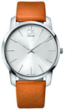 Calvin Klein City Quartz White Dial Light Brown Leather Strap Watch For Men - K2G21138