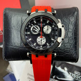 Tissot T Race Chronograph Black Dial Red Rubber Strap Watch For Men - T115.417.27.051.00