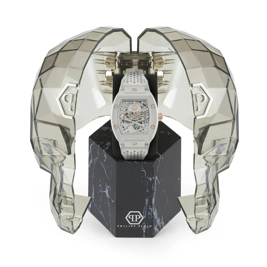 Philipp Plein The Skeleton White Dial White Silicone Strap Watch for Men - PWVBA0123