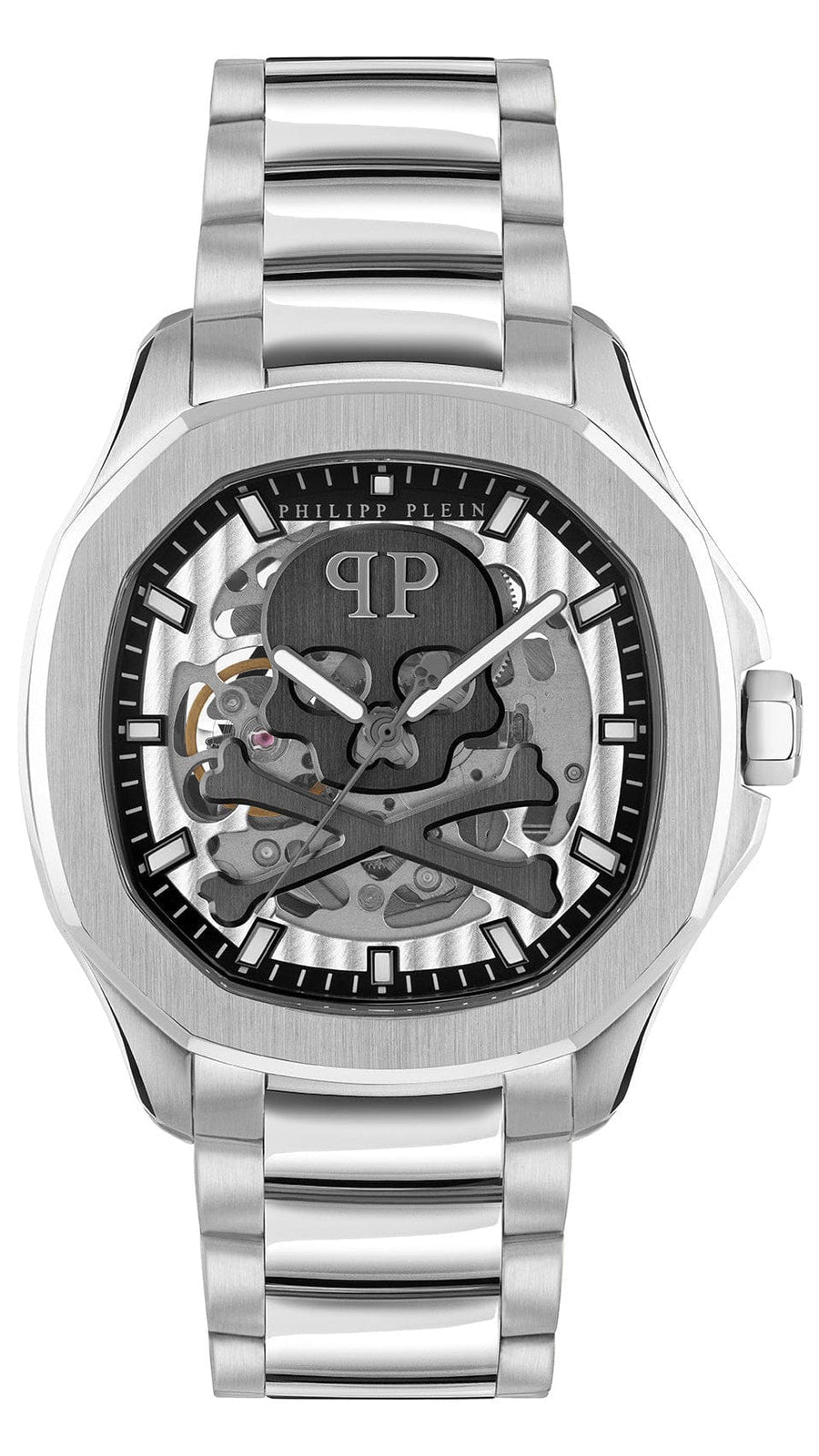 Philipp Plein High-Conic Automatic Silver Dial Silver Stainless Steel Strap Watch For Men - PWRAA0223
