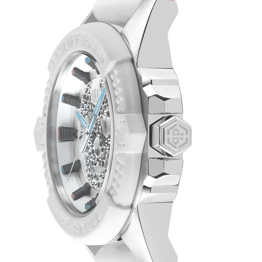 Philipp Plein The Skull White Dial White Silicone Strap Watch for Men - PWAAA1521