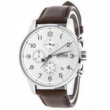 Hugo Boss Navigator White Dial Brown Leather Strap Watch for Men - 1513495