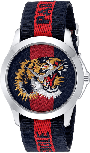 Gucci G Timless Le Marche Des Merveilles Blue & Red Dial Blue & Red Nylon Strap Unisex Watch  - YA126495