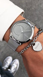 Calvin Klein Minimal Black Dial Silver Mesh Bracelet Watch for Men - K3M21123