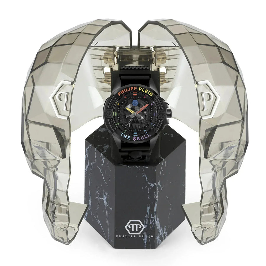 Philipp Plein The Skull Black Dial Black Silicone Strap Watch For Men - PWAAA1121