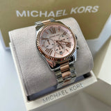 Michael Kors Lexington Chronograph Rose Gold Dial Two Tone Steel Strap Watch For Women - MK7219