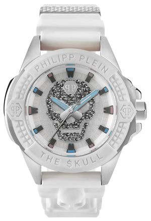 Philipp Plein The Skull White Dial White Silicone Strap Watch for Men - PWAAA1521