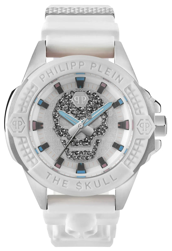 Philipp Plein The Skull White Dial White Silicone Strap Watch for Men - PWAAA1521