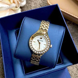 Swarovski Lovely Crystals White Dial Gold Steel Strap Watch for Women - 5242895