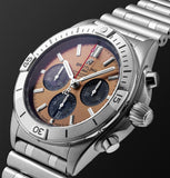 Breitling Chronomat B01 42 Brown Dial Silver Steel Strap Watch for Men - AB0134101K1A1