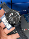 Tommy Hilfiger Decker Quartz Black Dial Black Rubber Strap Watch for Men - 1791352