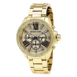 Michael Kors Wren Chronograph Crystal Pave Gold Dial Gold Steel Strap Watch for Women - MK6095