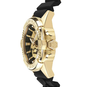 Philipp Plein The Skull Gold Dial Black Silicone Strap Watch for Men - PWAAA0221