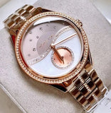 Michael Kors Lauryn Rose Gold Dial Brown Steel Strap Watch for Women - MK3757