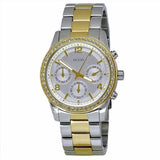 Guess Mini Spectrum Analog Silver Dial Two Tone Steel Strap Watch For Women - W0122L2