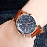 Guess Persuit Chronograph Blue Dial Brown Leather Strap Watch for Men - W0500G1