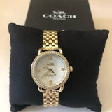 Coach Delancey Mother of Pearl Dial Gold Steel Strap Watch for Women - 14502478