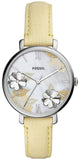 Fossil Jacqueline Three-Hand White Dial Yellow Leather Strap Watch for Women - ES4812