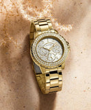 Guess Crown Jewel Diamonds White Dial Gold Steel Strap Watch for Women - GW0410L2