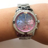 Guess Confetti Multicolored Dial Silver Steel Strap Watch For Women - W0774L1