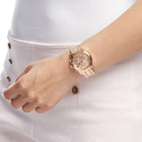 Guess Mini Sunrise Chronograph Quartz Rose Gold Dial Rose Gold Steel Strap Watch For Women - W0448L3