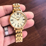 Fossil Jacqueline White Dial Gold Steel Strap Watch for Women - ES3434