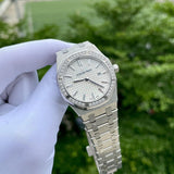 Audemars Piguet Royal Oak Quartz Diamonds White Dial Silver Steel Strap Watch for Women - 67651ST.ZZ.1261ST.01