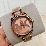 Michael Kors Janelle Three Hand Rose Gold Dial Two Tone Steel Strap Watch For Women - MK7135