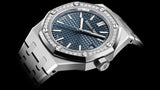 Audemars Piguet Royal Oak 50th Anniversary Diamond Ice Blue Dial Silver Steel Strap Watch for Men - 15551ST.ZZ.1356ST.01