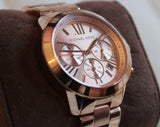 Michael Kors Runway Chronograph Rose Gold Dial Rose Gold Steel Strap Watch For Women - MK5778