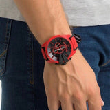 Diesel Mega Chief Chronograph Black Dial Red Rubber Strap Watch For Men - DZ4526