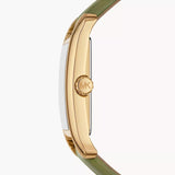 Michael Kors Monroe Three-Hand Silver Dial Green Leather Strap Watch for Women - MKO1028