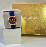 Michael Kors Janelle Three Hand Blue Dial Blue Rubber Strap Watch For Women - MK7140