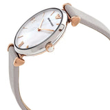 Emporio Armani Gianni T Bar Quartz Mother of Pearl Dial White Leather Strap Watch For Women - AR1965