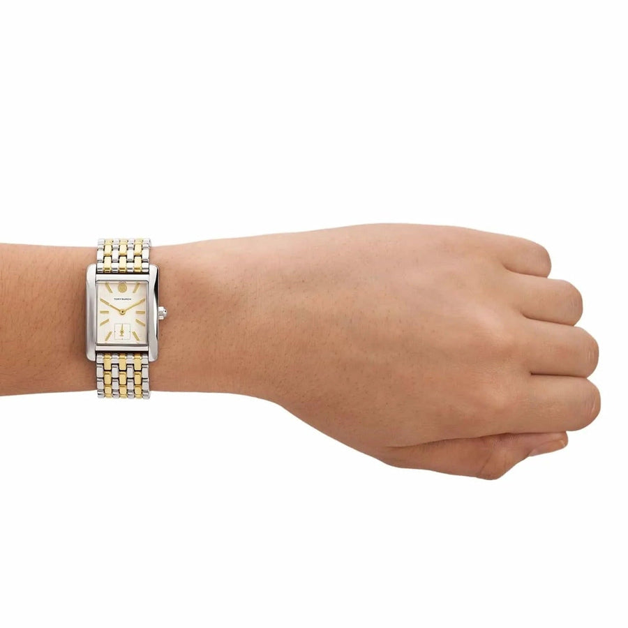 Tory Burch Eleanor White Dial Two Tone Steel Strap Watch for Women - TBW1070