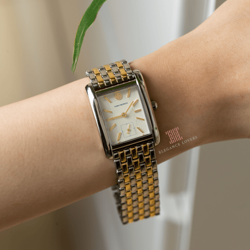 Tory Burch Eleanor White Dial Two Tone Steel Strap Watch for Women - TBW1070