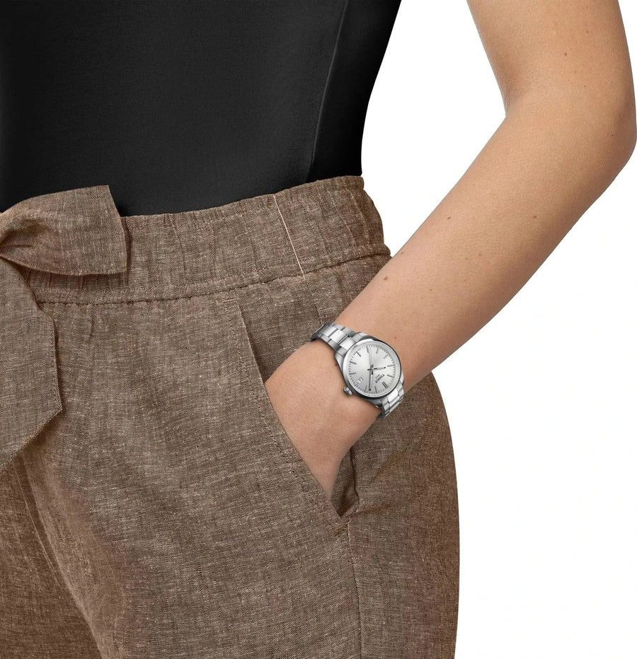 Tissot PR 100 Quartz Silver Dial Silver Steel Strap Watch for Women - T156.210.11.031.00