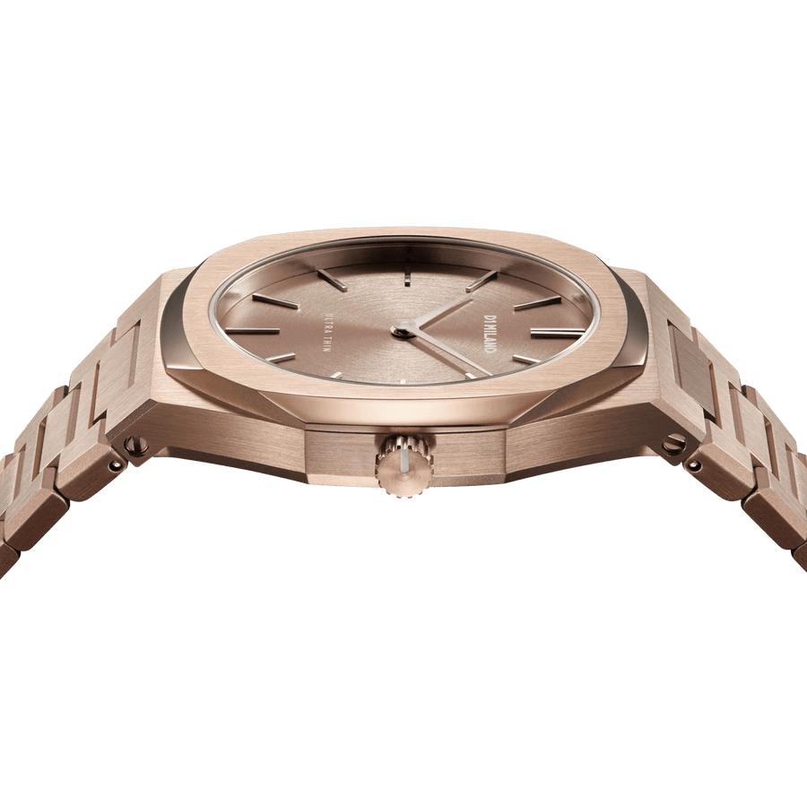 D1 Milano Ultra Thin Rose Gold Dial Rose Gold Steel Strap Watch for Women - D1-UTBL04