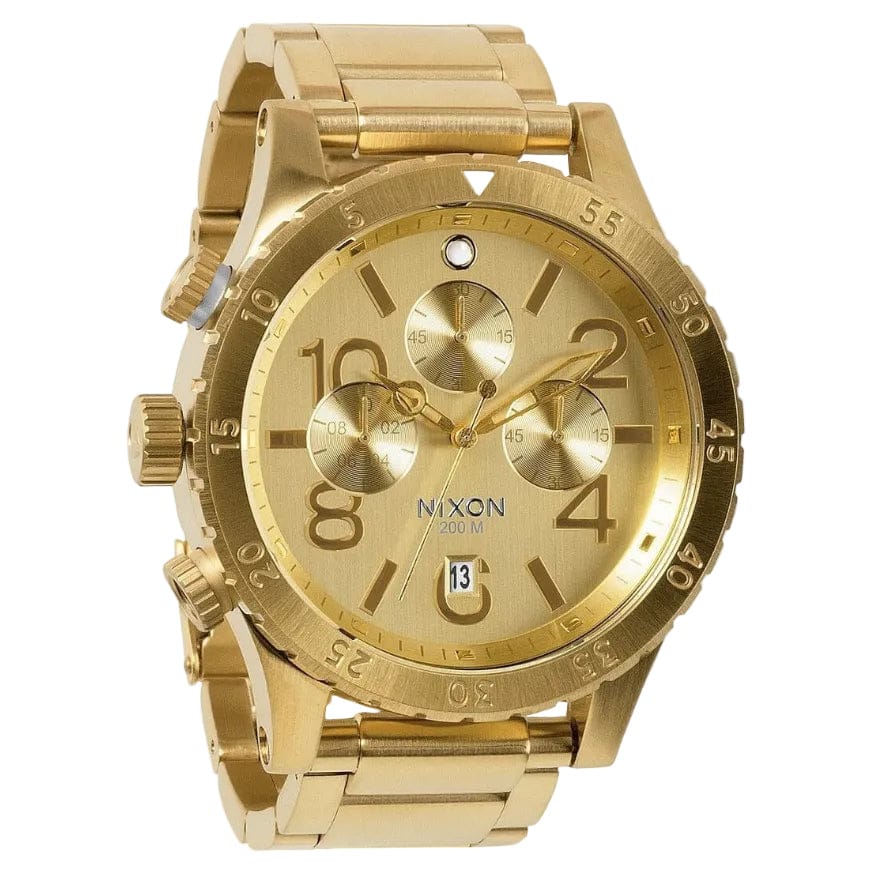 Nixon 48-20 Chrono Gold Dial Gold Steel Strap Watch for Men - A486-502