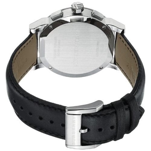 Burberry Utilitarian Chronograph Black Dial Black Leather Strap Watch for Men - BU7813