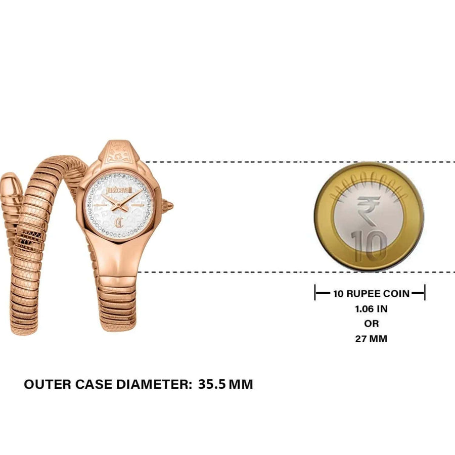 Just Cavalli Fiore Silver Dial Rose Gold Steel Strap Watch for Women - JC1L354M0045