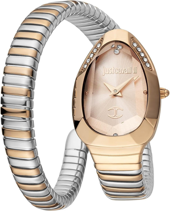 Just Cavalli Serpente Metallica Rose Gold Dial Two Tone Steel Strap Watch for Women - JC1L208M0075
