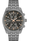 Hugo Boss Skytraveller Chronograph Gunmetal Grey Dial Grey Steel Strap Watch for Men - 1514153