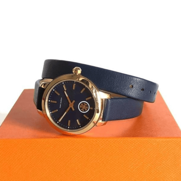 Tory Burch Collins Quartz Blue Dial Blue Leather Strap Watch for Women - TBW1303